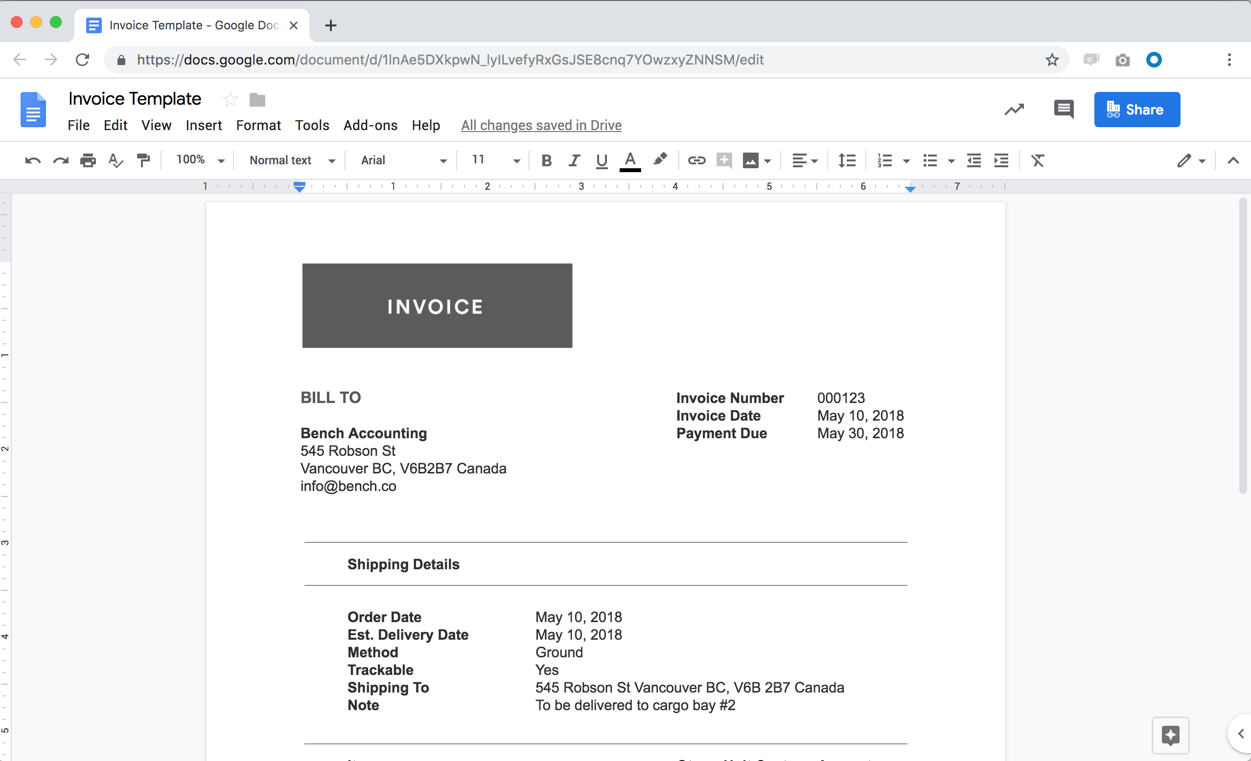 Google Docs Invoice Template