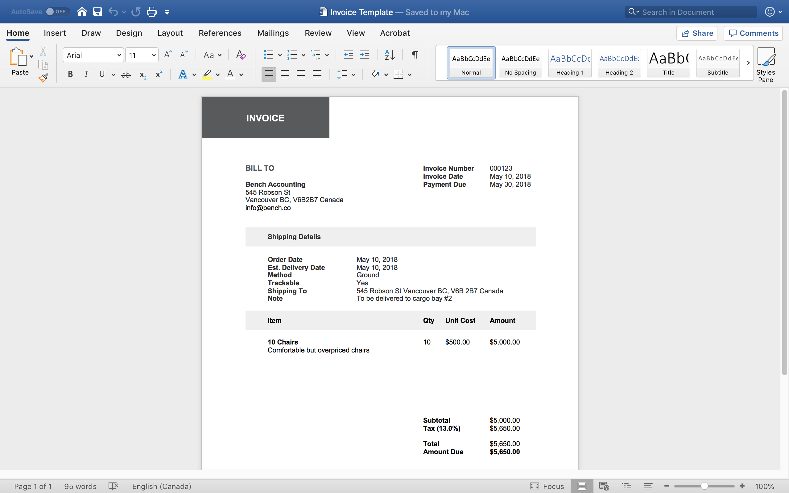 Microsoft Word Invoice Template