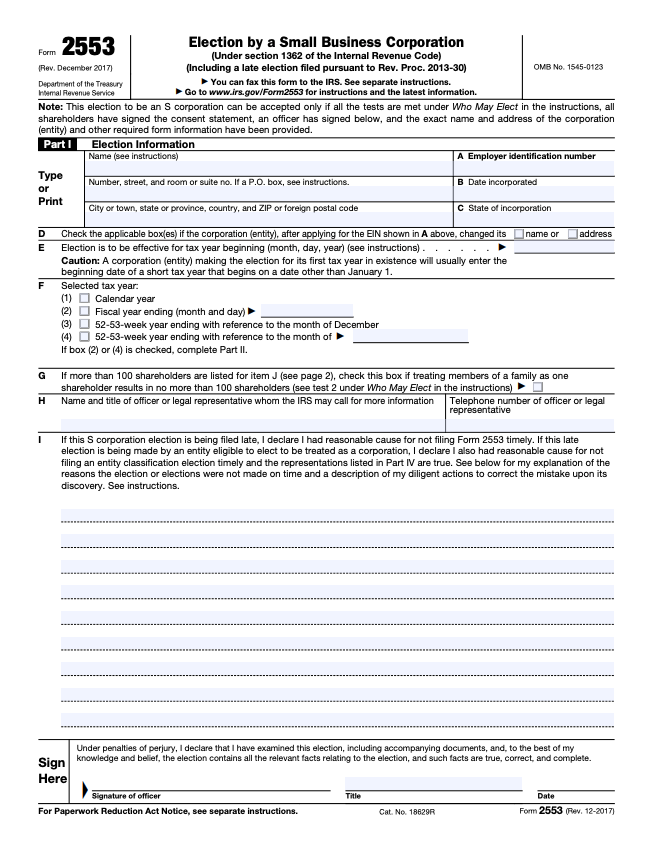 Form 2553 Complete