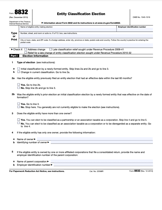 Form 8832 Page 1